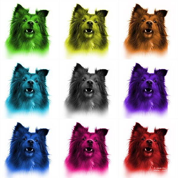 Sheltie Poster featuring the painting Sheltie Dog Art 0207 - WB - M by James Ahn
