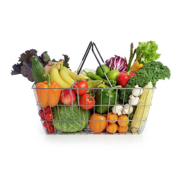 Close Up Poster featuring the photograph Shopping Basket Full Of Fresh Produce by Science Photo Library