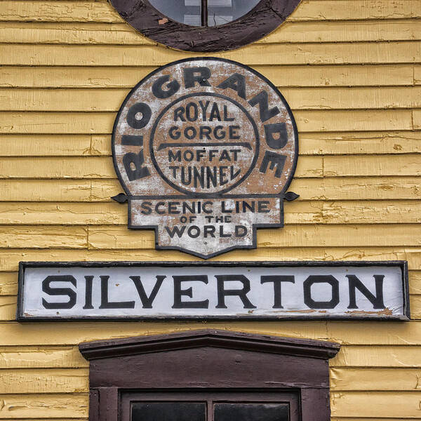 Railroad Signs Poster featuring the photograph Signs on Silverton Colorado RR Station DSC07670 by Greg Kluempers