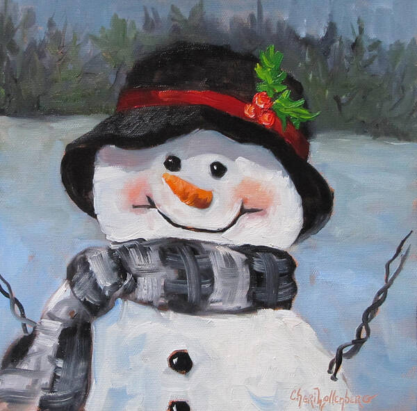 Snowman Poster featuring the painting Snowman IV - Christmas Series by Cheri Wollenberg