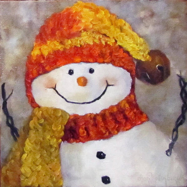 Snowman Poster featuring the painting Snowman V - Christmas Series by Cheri Wollenberg
