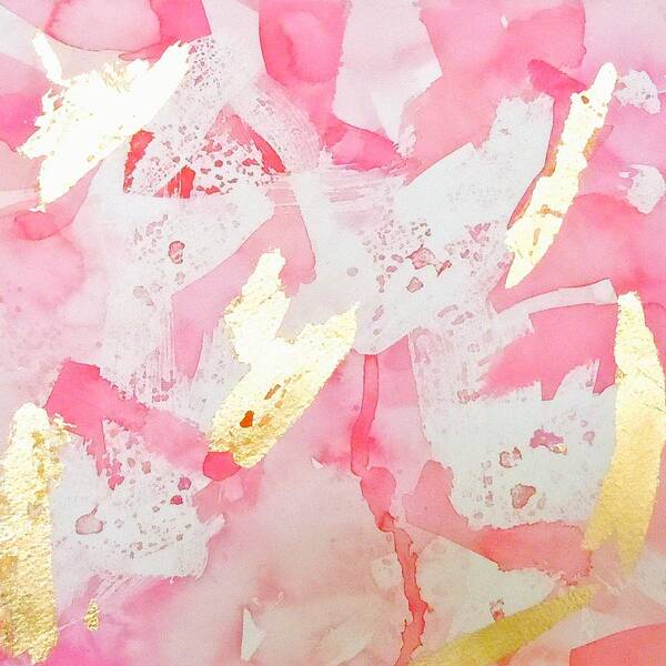 Romantic Abstract Poster featuring the painting Softly Pink by Roleen Senic