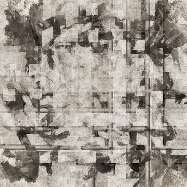 Monochrome Poster featuring the digital art Squares Squared Number 2 by Carol Leigh