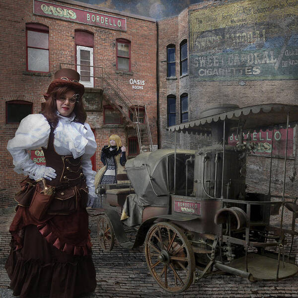 Steampunk Poster featuring the photograph Steampunk Welcome to the Oasis in Wallace Idaho by Jeff Burgess