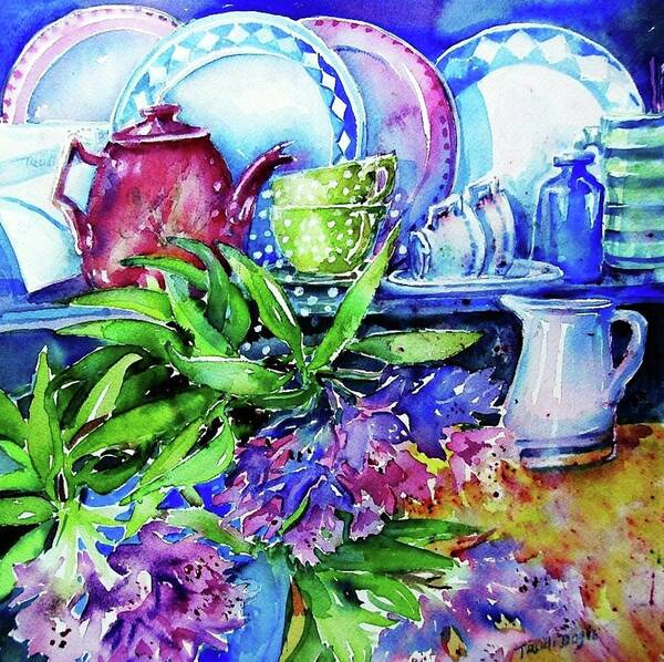 Rhodedondron Poster featuring the painting Still Life with Rhododendron by Trudi Doyle