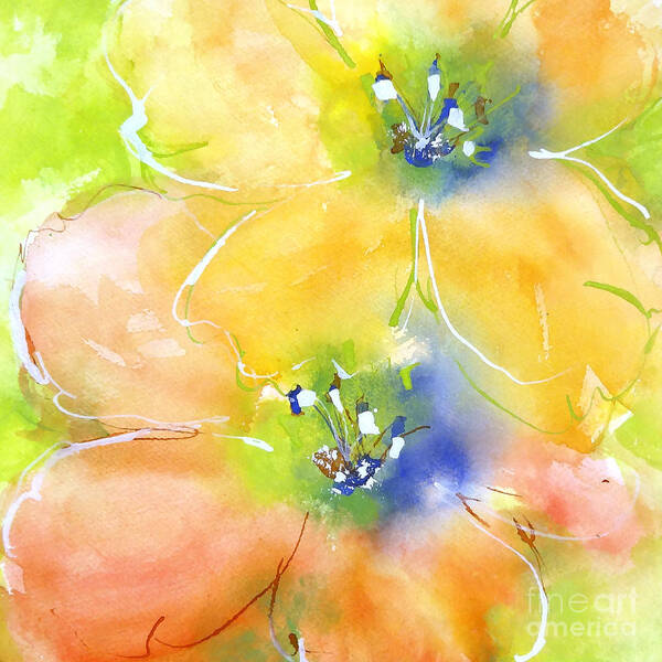 Original And Printed Watercolors Poster featuring the painting Summer Poppies 1 by Chris Paschke