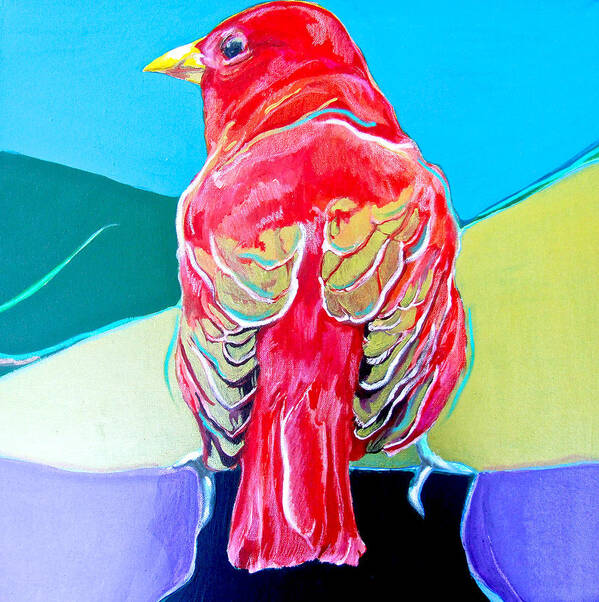 Tropical Bird Poster featuring the painting Summer Tanager by Jamie Downs