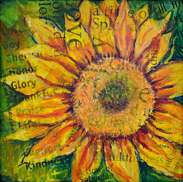 Sunflower Poster featuring the painting Sunflower Glory by Lisa Jaworski