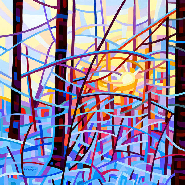 Abstract Poster featuring the painting Sunrise by Mandy Budan