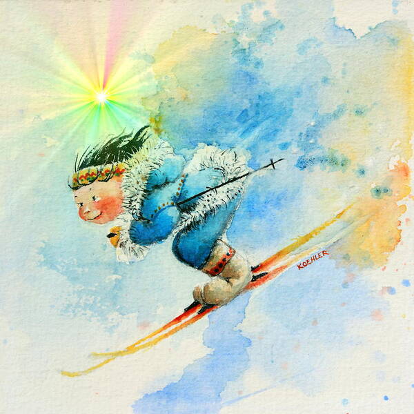 Skier Poster featuring the painting SuperG Speed by Hanne Lore Koehler