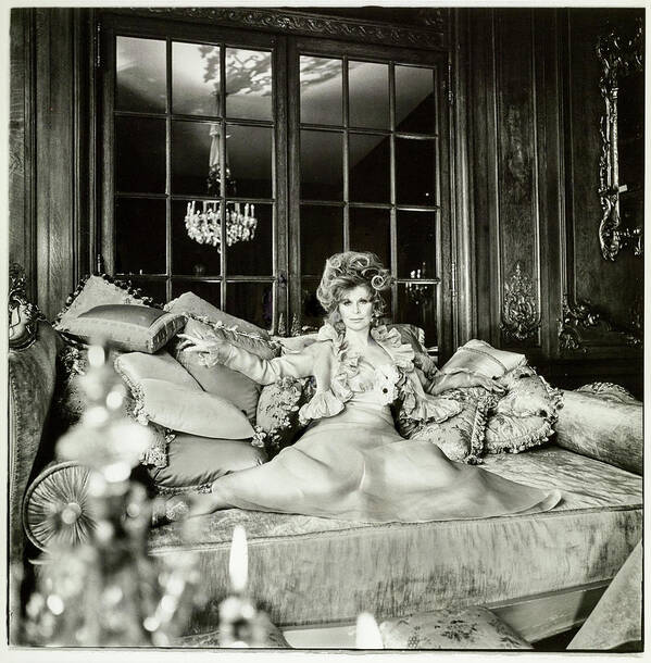 Personality Poster featuring the photograph Suzy Mehle On A Sofa In Her Mansion by Raymundo de Larrain