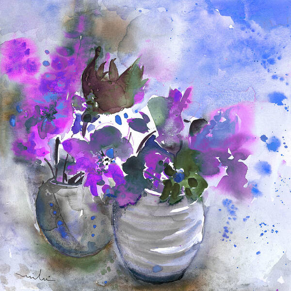 Flowers Poster featuring the painting Symphony in Blue and Purple by Miki De Goodaboom