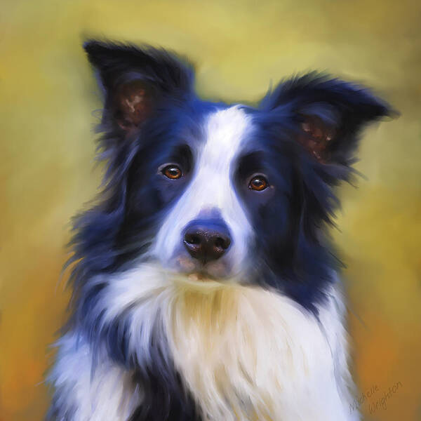 Border Collie Poster featuring the painting Beautiful Border Collie Portrait by Michelle Wrighton