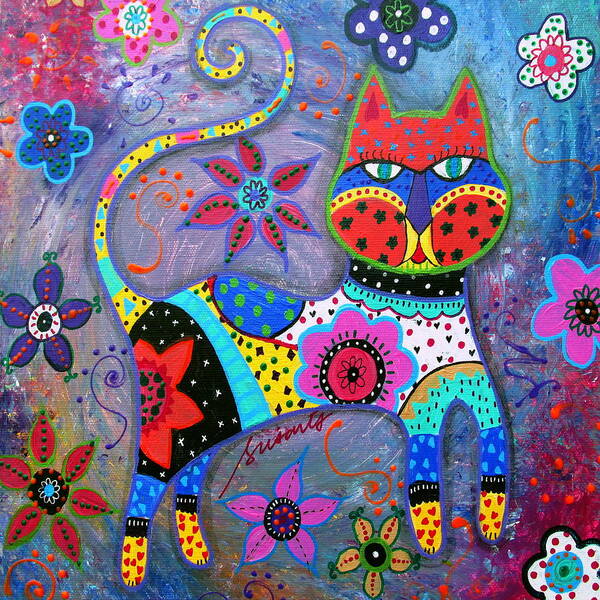 Whimsy Poster featuring the painting Talavera Cat II by Pristine Cartera Turkus