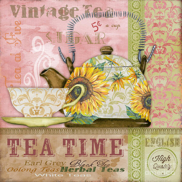 Painting Poster featuring the painting Tea Time-JP2579 by Jean Plout