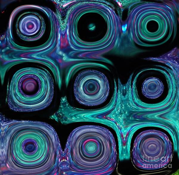 Digital Poster featuring the digital art Teal and Purple Abstract B by Patty Vicknair