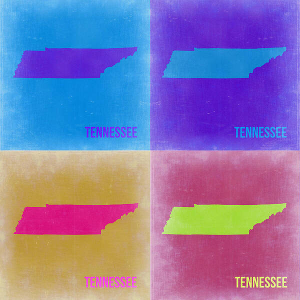 Tennessee Map Poster featuring the painting Tennessee Pop Art Map 2 by Naxart Studio