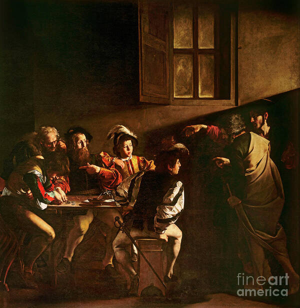 Chiaroscuro Poster featuring the painting The Calling of St Matthew by Michelangelo Merisi o Amerighi da Caravaggio