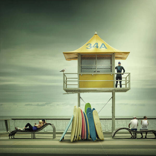 Creative Edit Poster featuring the photograph The Life Guard by Adrian Donoghue