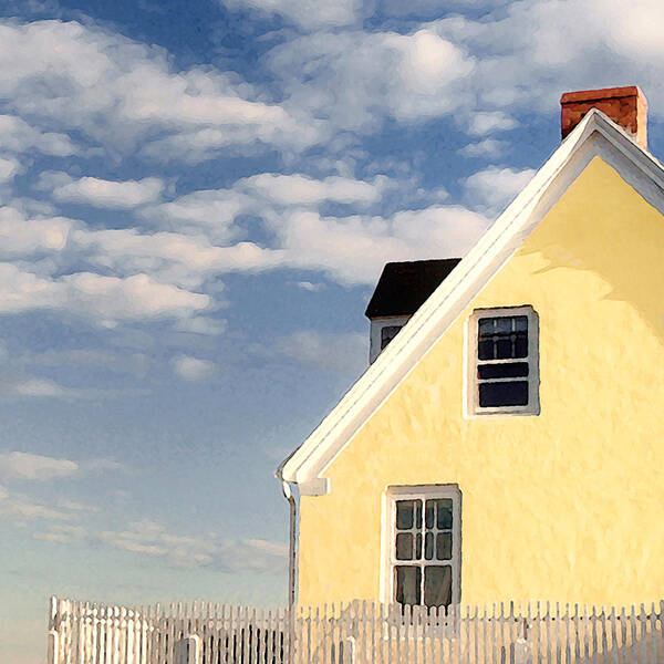 Sea Poster featuring the photograph The Little Yellow House at the Seawall by Karen Lynch