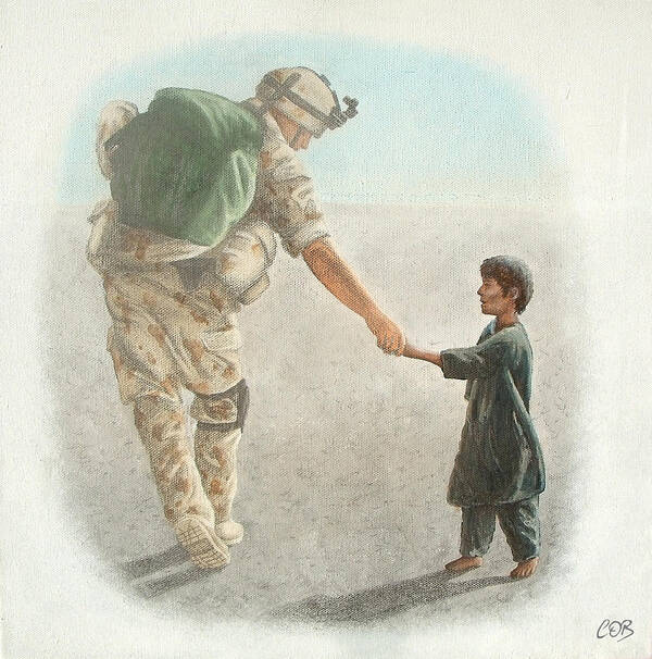 War Poster featuring the painting The Outcome of War is in Our Hands by Conor O'Brien