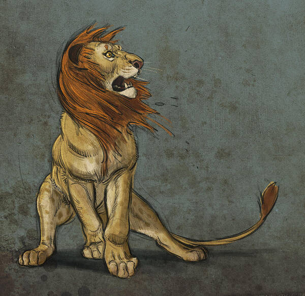 Lion Poster featuring the digital art Threatened by Aaron Blaise
