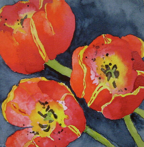 Tulips Poster featuring the painting Three Sisters by Beverley Harper Tinsley