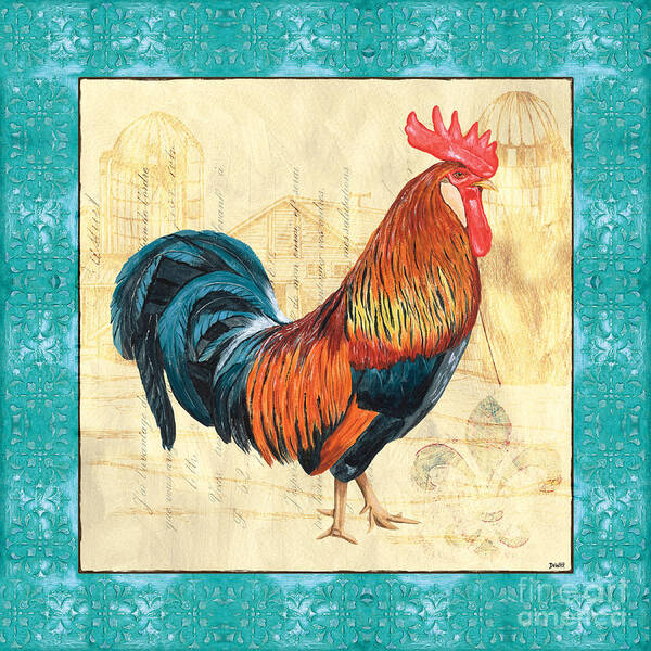 Roosters Poster featuring the painting Tiffany Rooster 1 by Debbie DeWitt