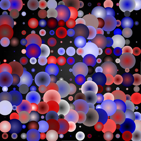 Abstract Digital Algorithm Rithmart Poster featuring the digital art Tiles.red-blue.2.1 by Gareth Lewis