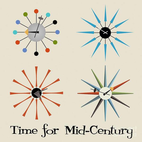 Mid-century Poster featuring the digital art Time for Mid-Century by Donna Mibus