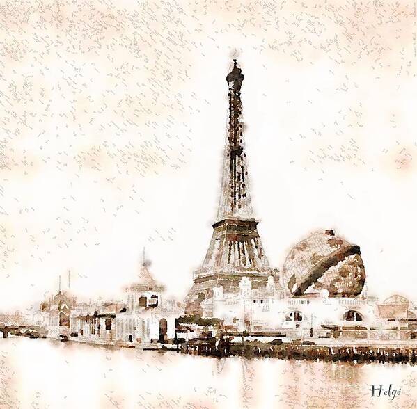 Eiffel Tower Poster featuring the painting Tour Eiffel Exposition universelle 1900 by HELGE Art Gallery