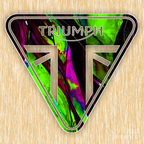 Motorcycle Poster featuring the mixed media Triumph Motorcycle Badge by Marvin Blaine