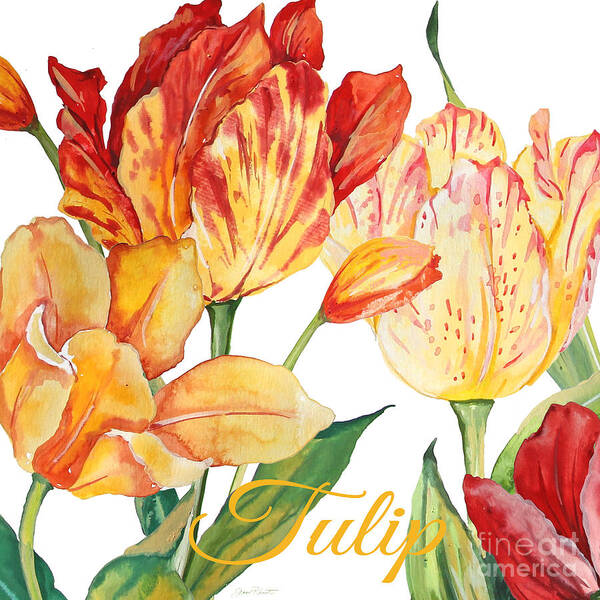 Watercolor Painting Poster featuring the painting Tulip-JP2583 by Jean Plout