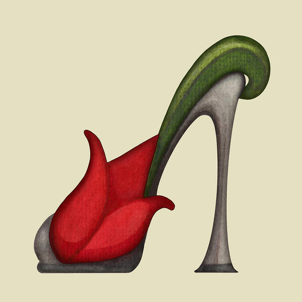 Shoes Poster featuring the painting Tulip Mule by Deborah Runham