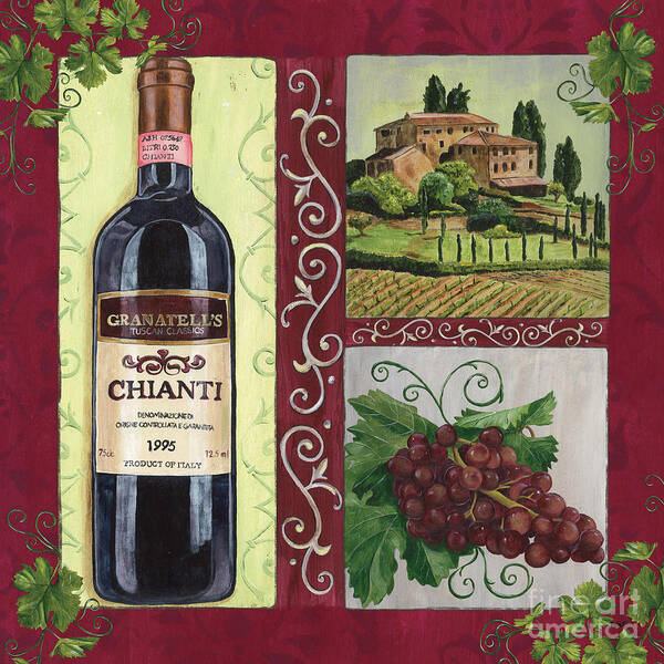 Wine Poster featuring the painting Tuscan Collage 1 by Debbie DeWitt