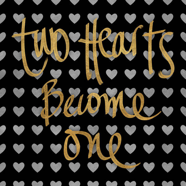 Two Poster featuring the digital art Two Hearts Become One Pattern by South Social Studio