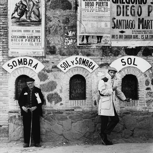 Fashion Poster featuring the photograph Two Men Posing By A Wall Covered In Spanish by Chadwick Hall