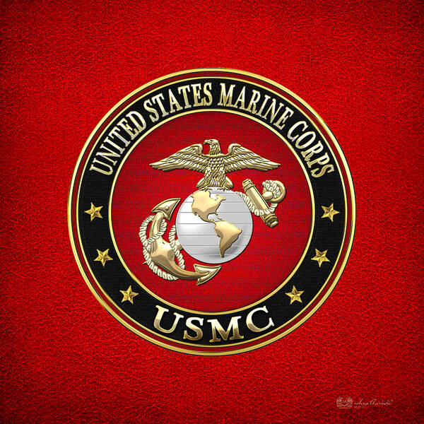 'military Insignia & Heraldry 3d' Collection By Serge Averbukh Poster featuring the digital art U. S. Marine Corps - U S M C Emblem Special Edition by Serge Averbukh