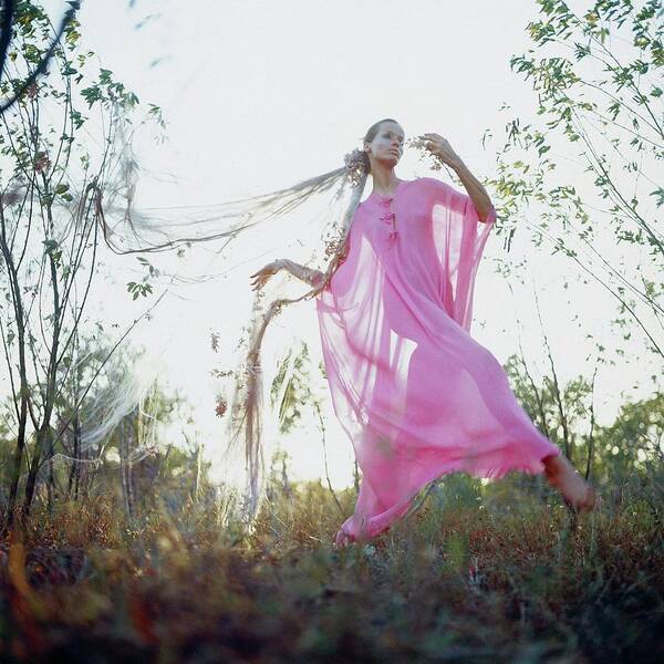 Fashion Poster featuring the photograph Veruschka Von Lehndorff Wearing A Nightdress by Franco Rubartelli