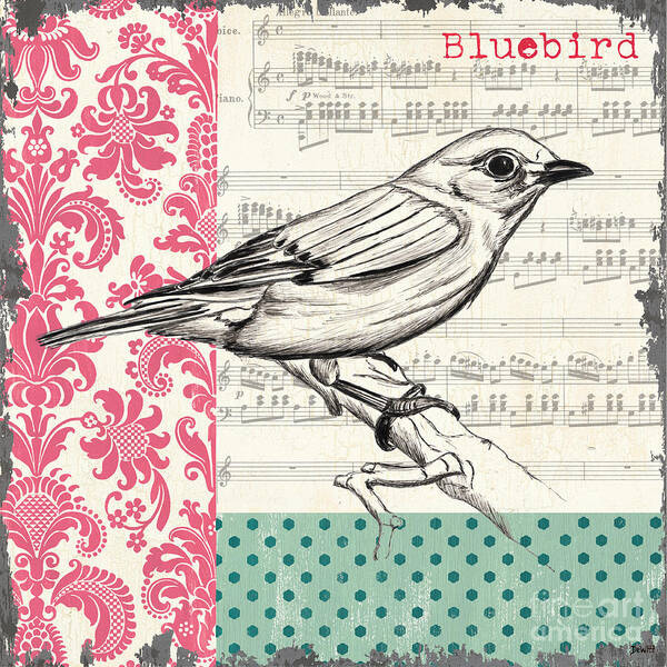 Bird Poster featuring the painting Vintage Songbird 1 by Debbie DeWitt