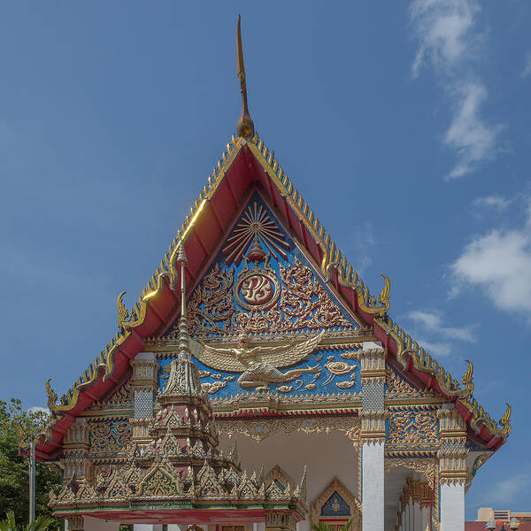 Scenic Poster featuring the photograph Wat Mongkol Nimit Ubosot Gable DTHP0589 by Gerry Gantt