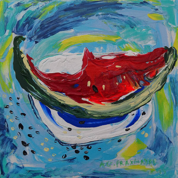 Watermelon Poster featuring the painting Watermelon. by Agnieszka Praxmayer