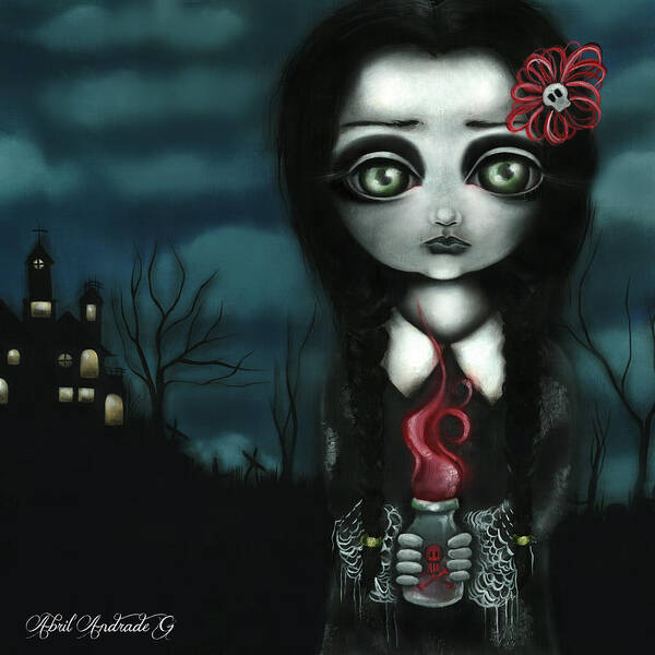 Wednesday Addams Poster featuring the painting Wednesday by Abril Andrade