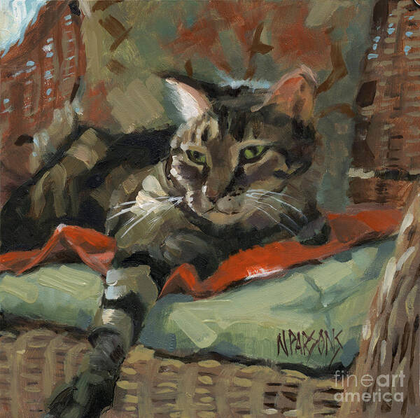 Cat Poster featuring the painting What's For Dinner? SOLD by Nancy Parsons