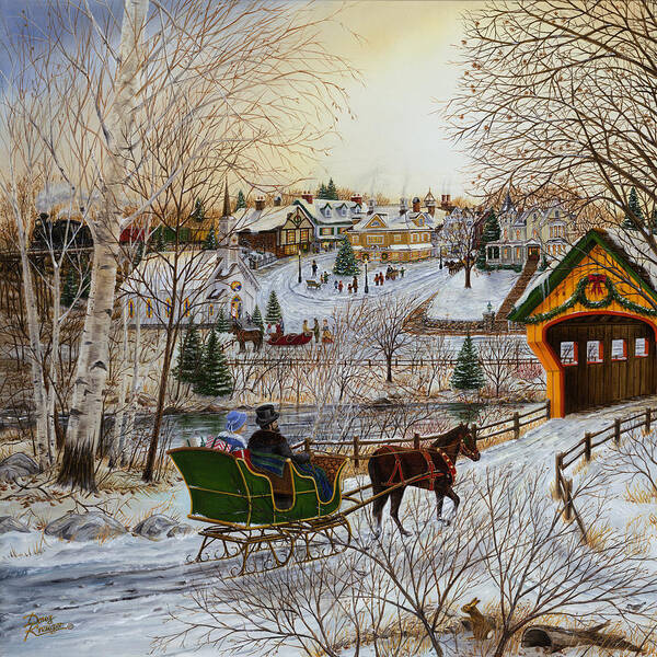 Winter Memories 1 Of 2 Is A Specially Cropped 2-panel Scene From winter Memories. See The Original Full Size Painting Of winter Memories. Poster featuring the painting Winter Memories 1 of 2 by Doug Kreuger