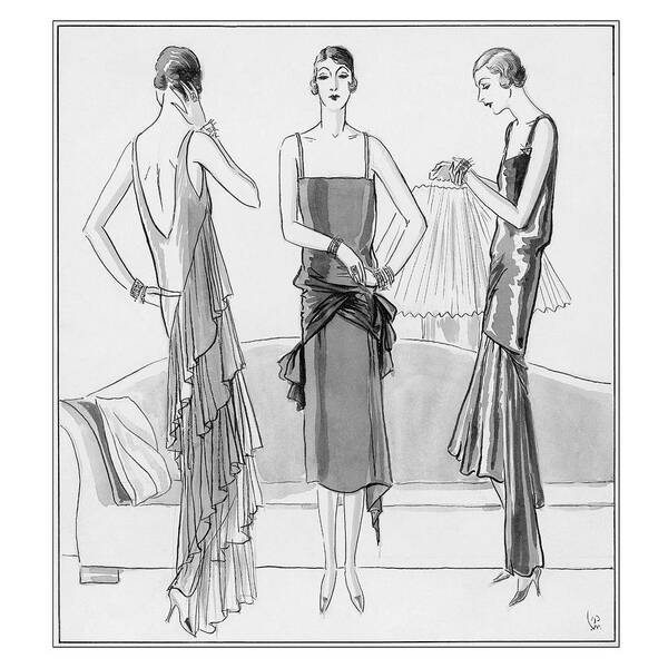 Fashion Poster featuring the digital art Women Model Evening Dresses by Porter Woodruff