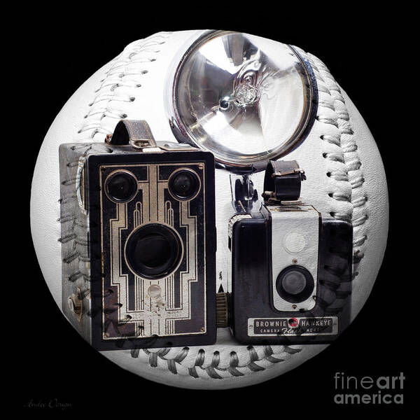 Camera Poster featuring the photograph World Travelers Baseball Square by Andee Design
