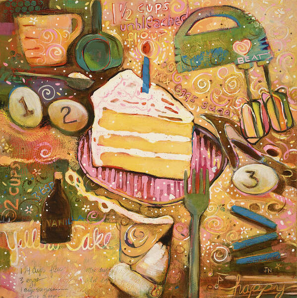 Jen Norton Poster featuring the painting Yellow Cake Recipe by Jen Norton
