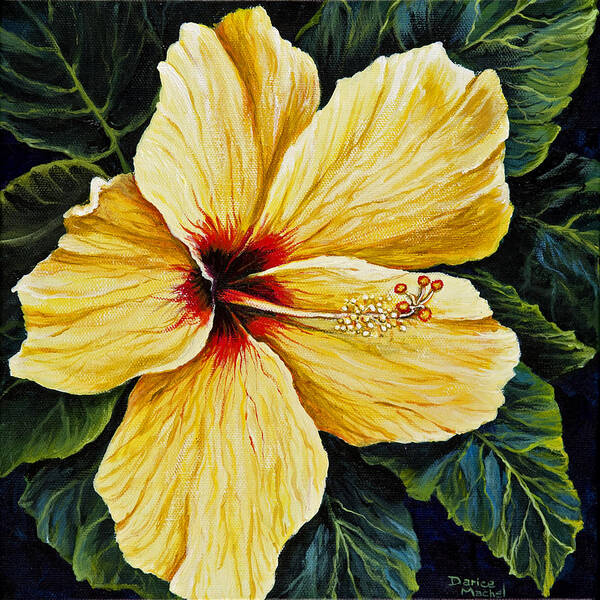 Flower Poster featuring the painting Yellow Hibiscus by Darice Machel McGuire
