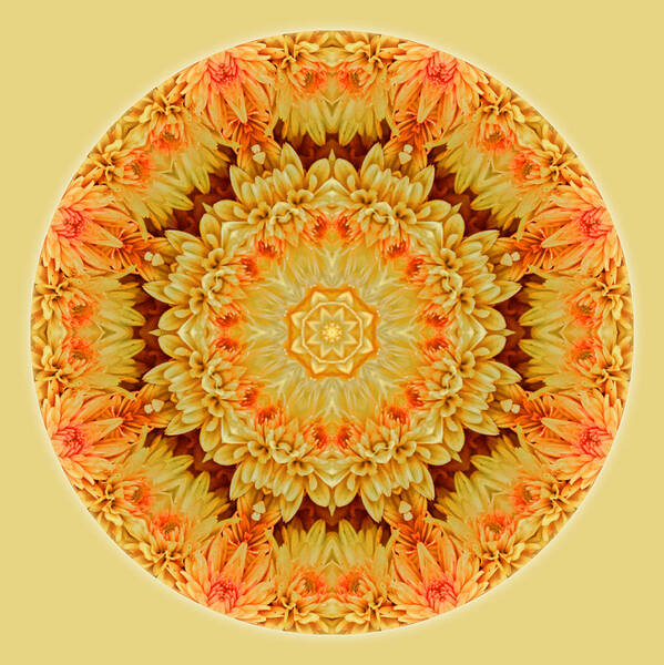 Mum Poster featuring the photograph Yellow Orange Mum Mandala by Beth Venner